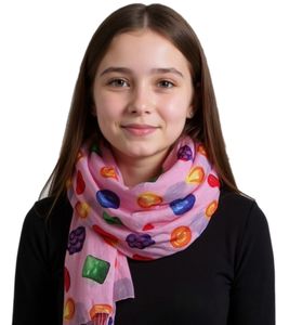 Écharpe CANDY CRUSH Saga avec imprimé pièces de jeu pour femmes et enfants, écharpe d'été SF030408CCS Rose