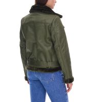 Damen Biker-Jacke Übergangs-Jacke mit Reverskragen Kunstleder-Jacke 923116 Grün