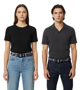 MISFITS Gürtel der Punk-Band für Damen und Herren im Destroyed Look mit Totenköpfen Freizeit-Gürtel BT109173MIS4 Schwarz/Weiß/Lila