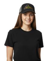 Casquette Trucker Orange Dope sur fond noir et feuille, élégante casquette de baseball en coton avec empiècement en maille, 7330GUY, noir/gris