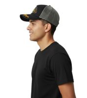 Casquette Trucker Orange Dope sur fond noir et feuille, élégante casquette de baseball en coton avec empiècement en maille, 7330GUY, noir/gris