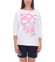 SOCCX by Carina Damen Oversized Sweatshirt mit Rundhals-Ausschnitt Alltags-Pulli 364387_2007 Weiß