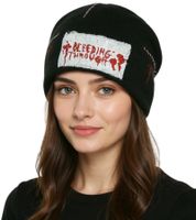 Bonnet Bleeding Through, bonnet douillet, bonnet tricoté élégant, article de fan, KC109495BTH, noir