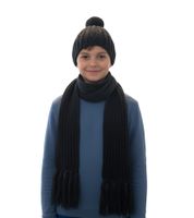 Gorro y Bufanda: Bufanda Larga de Punto para Niños con Gorro con Pompón SF157827PLB Gris