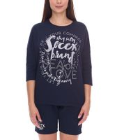 SOCCX by Carina Damen Oversized Sweatshirt mit Rundhals-Ausschnitt Alltags-Pulli SCU-2100-3772 Blau
