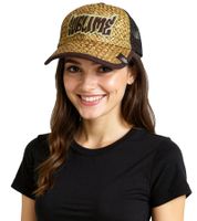 Sublime unisex trucker cap in straw hat style with logo embroidery, stylish baseball cap, fan merchandise 8324SUB beige/brown