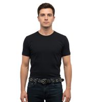 Cinturón punk MISFITS para hombre y mujer con letras y tachuelas, cinturón casual BT105931MIS3 negro/blanco