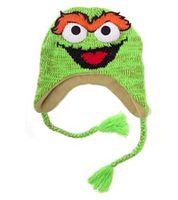 Sesame Street Oskar from the Trash Children's Beanie with Braids KC148220SES Green