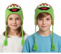 Sesame Street Oskar from the Trash Children's Beanie with Braids KC148220SES Green