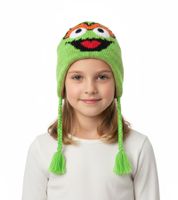 Sesame Street Oskar from the Trash Children's Beanie with Braids KC148220SES Green