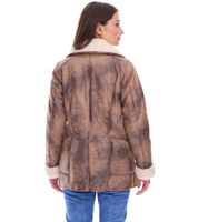 Sustainable Women's Faux Leather Jacket with Faux Lambskin Collar, Oversized Jacket, Plus Sizes 970065 Brown