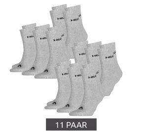 11 Paar HEAD All Sports Socken Damen und Herren Trainings-Socken Sport-Strümpfe 701236921 003 Grau