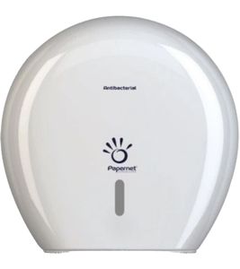 Papernet Toilet Paper Dispenser Antibacterial Dispenser for Maxi Jumbo Rolls of Toilet Paper with Defend Tech Technology 416146 White