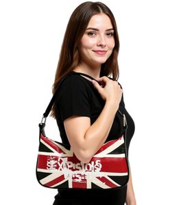 Sex Pistols Punk Rock Band Women's Vintage Bag Shoulder Bag with British Flag Logo Fan Item LB103141SEX Black/Red/White