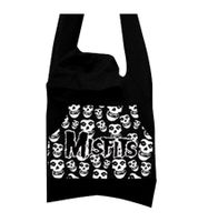 Misfits Punk Band Women's Bag with Attached Hood, Cotton Bag, Handbag LB103081MIS0, Black/White