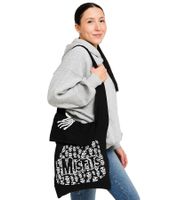 Misfits Punk Band Women's Bag with Attached Hood, Cotton Bag, Handbag LB103081MIS0, Black/White