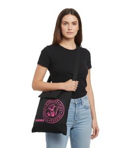Ramones Punk Rock Band Women's Bag with Attached Hood, Cotton Bag, Handbag LB103080RAM, Black/Pink