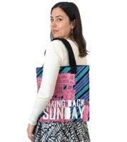 Sac bandoulière Taking Back Sunday, sac shopping élégant, article de supporter, 31 x 33 x 3 cm, LB1080112TBS, rose/noir/bleu