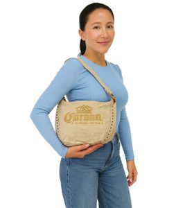 Corona Beer Vintage Bag Canvas Shoulder Bag Small Shopper Fan Item 34x21 cm Beige/Brown