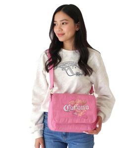 Corona Beer Vintage Bag Women's Shoulder Bag Small Shopper Fan Item, Logo Embroidery Canvas Pink