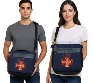 Slayer Metal Band Shoulder Bag, Messenger Bag, Laptop Bag, Fan Merchandise, 37 x 32 x 4 cm, Black/Red