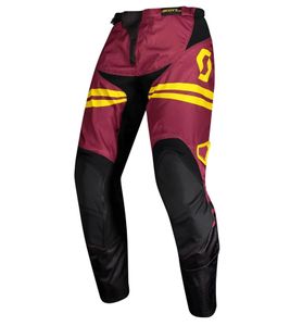 Pantalon de motocross SCOTT Pant 350 pour homme, avec genouillères en cuir, 273392 6425, bordeaux/jaune