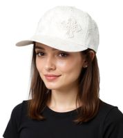 Tupac Damen und Herren Hip Hop Cap mit Kreuz-Stickerei 2PAC Flat-Rim TC108767TUP4 Weiß