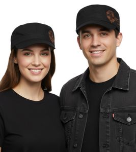Evanescence Unisex Cotton Cap in a Military Cut with a Slightly Curved Fit, Black
