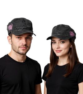 Pussycat Dolls Unisex Cap, Cadet-Style Cotton Cap with Chain and Small Brim FC110460PCD Gray/Pink