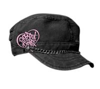 Pussycat Dolls Unisex Cap, Cadet-Style Cotton Cap with Chain and Small Brim FC110460PCD Gray/Pink