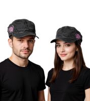 Pussycat Dolls Unisex Cap, Cadet-Style Cotton Cap with Chain and Small Brim FC110460PCD Gray/Pink