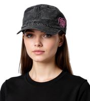 Pussycat Dolls Unisex Cap, Cadet-Style Cotton Cap with Chain and Small Brim FC110460PCD Gray/Pink