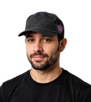 Pussycat Dolls Unisex Cap, Cadet-Style Cotton Cap with Chain and Small Brim FC110460PCD Gray/Pink