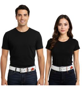 Cinturón de estilo vintage de Guns N' Roses, talla única, 100 cm, con inscripción del logotipo, cinturón informal, BT104882GNR, blanco
