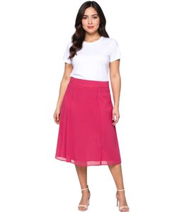 sheego Damen Rock in leicht ausgestellter Form Chiffon-Rock Große Größen 127158 Rosa