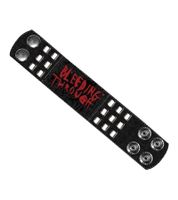 Bracelet Bleeding Through, groupe de metalcore avec logo, bracelet en cuir, accessoire fan, WB106265BTH3, noir