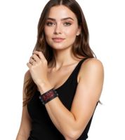 Bracelet Bleeding Through, groupe de metalcore avec logo, bracelet en cuir, accessoire fan, WB106265BTH3, noir