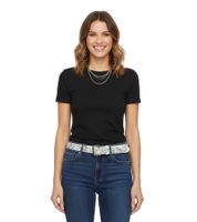 Ceinture HIM Rock Band à motif élégant, ceinture en cuir véritable, article de supporter BT106248HIM4, blanc/noir