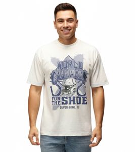 T-shirt homme RE:COVERED X NFL Indianapolis Colts avec imprimé Champions du Monde, en coton, RCNFL1560, écru-blanc