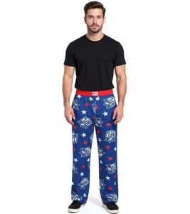Pantalones de pijama RE:COVERED X NFL Shield and Stars para hombre con el logo de la NFL, de algodón, RCNFL1401, azul