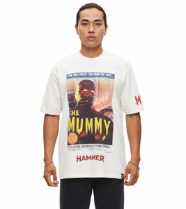 RE:COVERED X HAMMER The Mummy Men's T-Shirt with Large Front Print, Cotton Shirt RCSTC109, Ecru-White