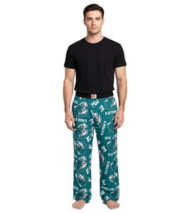 Pantaloni da salotto da uomo RE:COVERED X NFL Philadelphia Eagles con logo della squadra, pantaloni del pigiama in cotone, RCNFL1461, verde notte