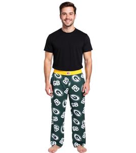 Pantaloni da salotto da uomo RE:COVERED X NFL Green Bay Packers con logo della squadra, pantaloni del pigiama in cotone, RCNFL1398 Verde