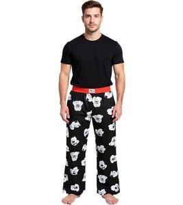 RE:COVERED X Disney Mickey Mouse - Pantalones de pijama para hombre con estampado de Mickey Mouse, algodón, RCDIF2106, negro/blanco