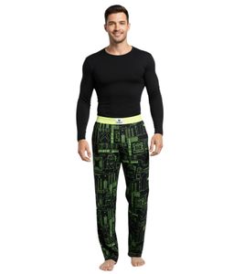 RE:COVERED X XBOX Series X Pantalones de Pijama Digitales para Hombre, Elegantes Pantalones de Pijama, RCXBX122, Negro/Verde