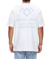 RE:COVERED X Twin Peaks Herren T-Shirt mit großem Front-Print Baumwoll-Shirt Kurzarm-Shirt RCVCM692 Weiß