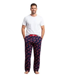 RE:COVERED X MARVEL Pantalones de pijama con estampado de Deadpool Icon Repeat para hombre PCMARV504 Negro/Rojo