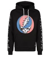Felpa con cappuccio da uomo RE:COVERED X Grateful Dead con stampa del logo della band, felpa in cotone, maglia a maniche lunghe, RCWBROS170, nera