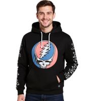 Felpa con cappuccio da uomo RE:COVERED X Grateful Dead con stampa del logo della band, felpa in cotone, maglia a maniche lunghe, RCWBROS170, nera