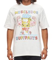 RE:COVERED X nickelodeon Herren T-Shirt SpongeBob Schwammkopf Baumwoll-Shirt Rundhals-Shirt RCVCM684 Ecru-Weiß